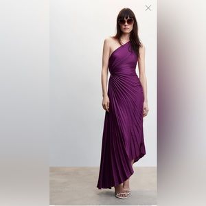 Mango pleated asymmetrical dress